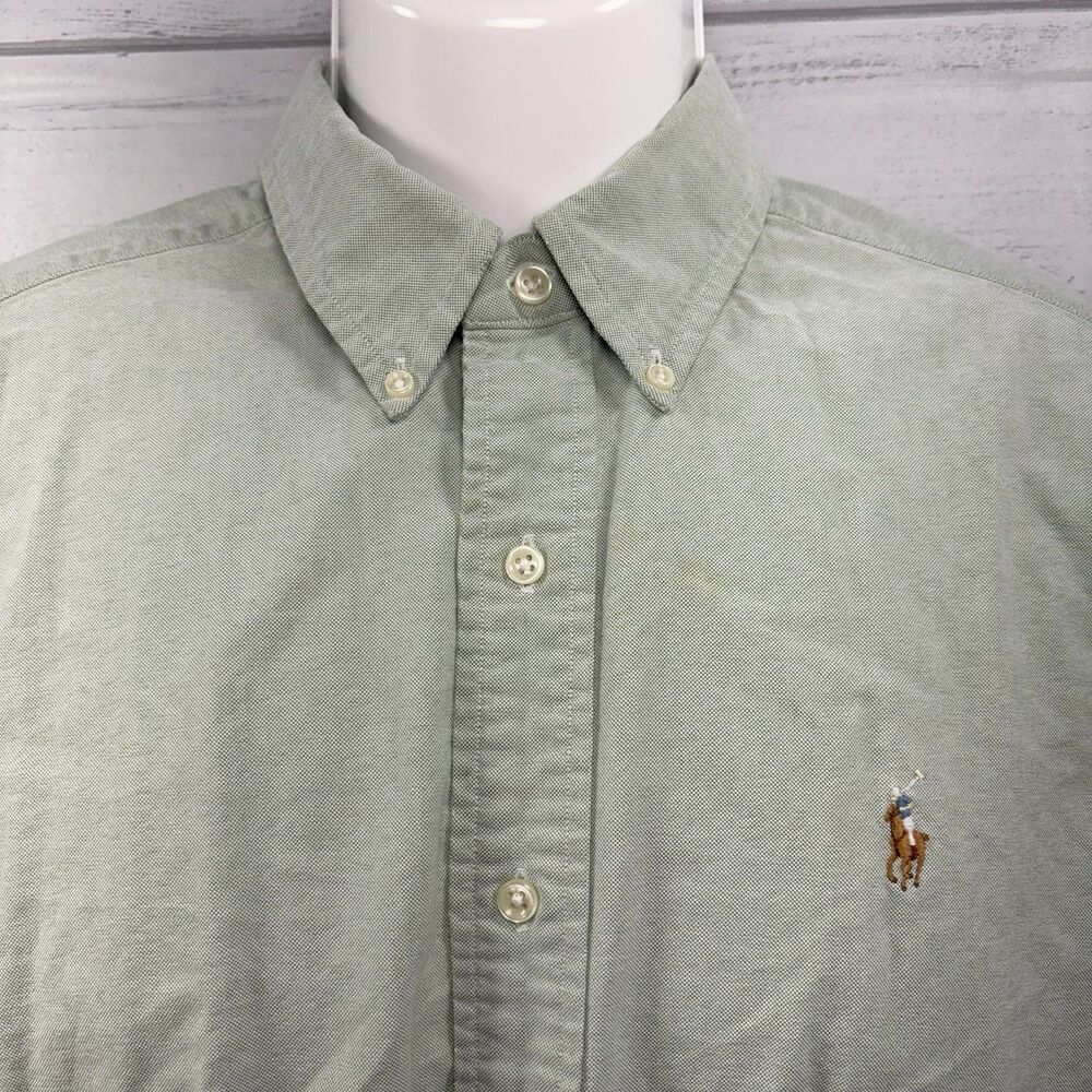 Ralph Lauren Vintage Mens Size Medium Oxford Classic Fit Button Down Shirt Green